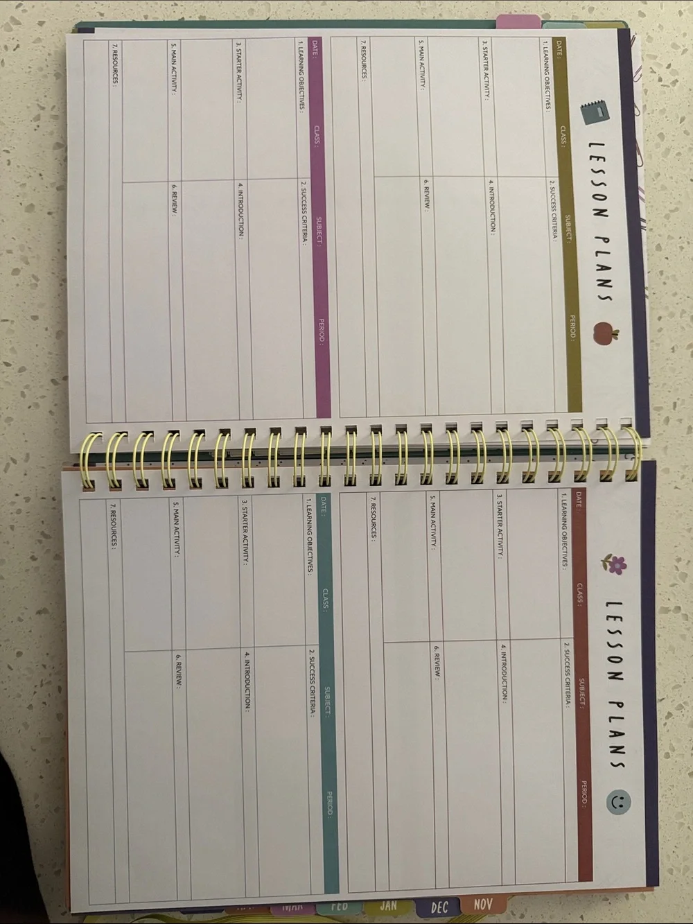 Pembrook 2026-2027 Teacher Planner – Black with Pastel Paperclip Design